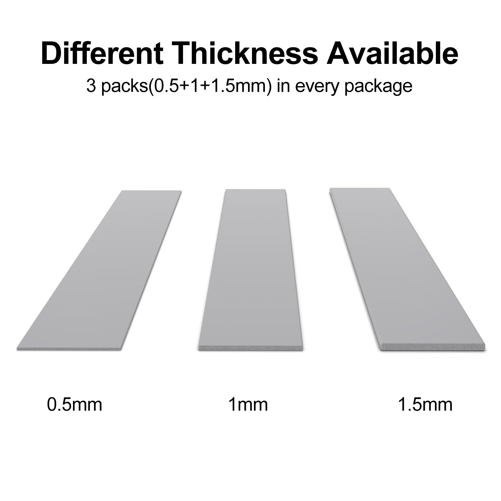 3 Pack 13W/M.K Thermal Pads, 70 X 20Mm 0.5Mm 1Mm 1.5Mm Highly Efficient Thermal Conductivity Silicone Cooling Pads For Laptop He