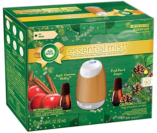 Air Wick Air Wick Essential Mist Fall Starter Kit (1 Diffuser  2 Refills), Apple Cinnamon  Woodland Pine, 3 Count
