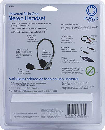 Power Gear Universal Over The Ear Headphones, All In One, Microphone, Work From Home, Music, Gaming, Works For Iphone Android Pc