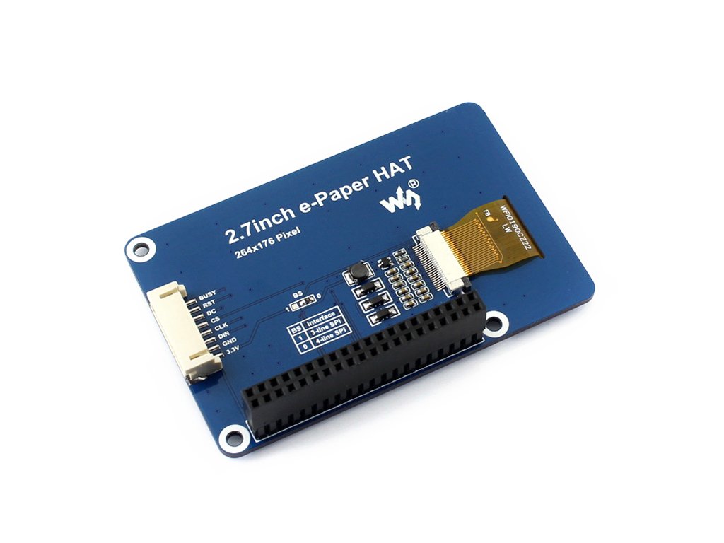 264X176 Resolution 2.7 Inch E Paper Display Hat E Ink Screen Lcd Module Spi Interface With Embedded Controller For Raspberry Pi