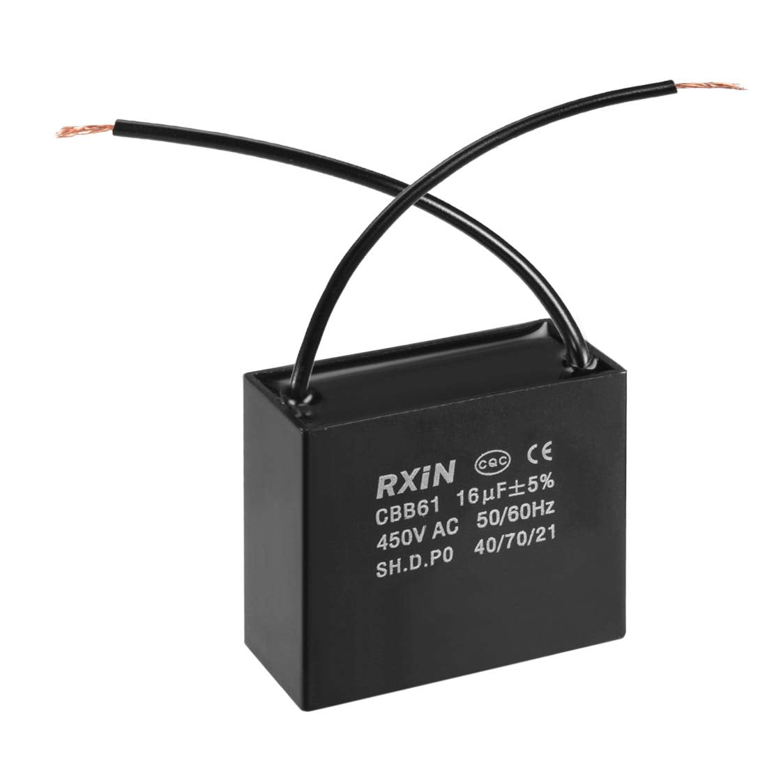 Uxcell Ceiling Fan Capacitor Cbb61 16Uf 450V Ac 2 Wires Metalized Polypropylene Film Capacitors 58X28X50Mm For Water Pump Motor