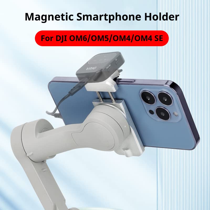 Hafoko Om6 Metal Magnetic Phone Holder With Cold Shoe For Microphone Smartphone Tripod Mount Compatible For Dji Om 6 /Om 5/Om 4