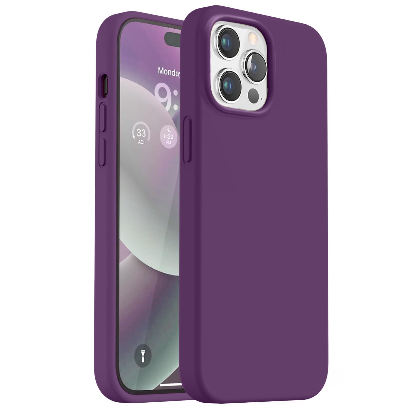 Vooii Compatible with iPhone 14 Pro Max Case, Upgraded Slim Liquid Silicone Case, [Anti-Scratch Soft Microfiber Lining] Full Cov