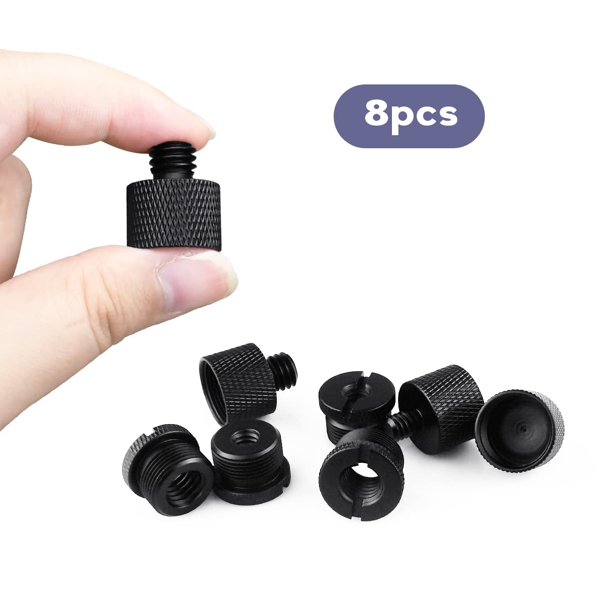 Tenalleys 8 Pack Mic Stand Adapter, 5/8 Female To 3/8 Male & 3/8 Female To 5/8 Male, Aluminum, Black