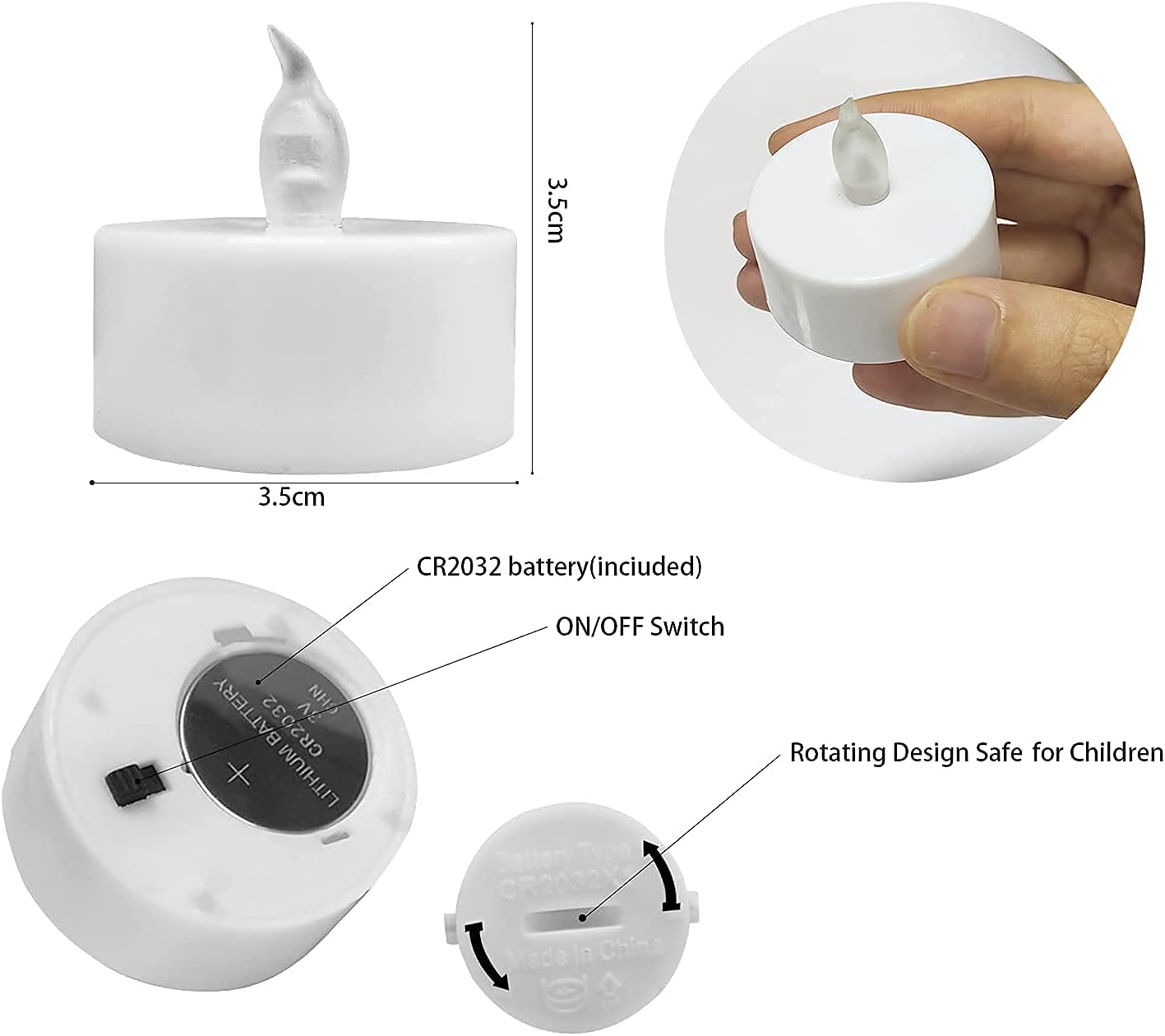 Oshine 24 Pack Flameless Tea Lights Led Tea Lights Candles,Flickering Tea Candles Battery Included As Halloween Lights,Pumpkin D