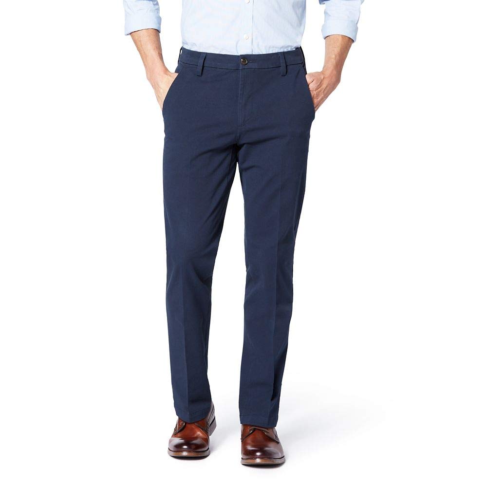 Dockers Mens Slim Fit Signature Khaki Lux Cotton Stretch Pants, Navy, 29W X 30L