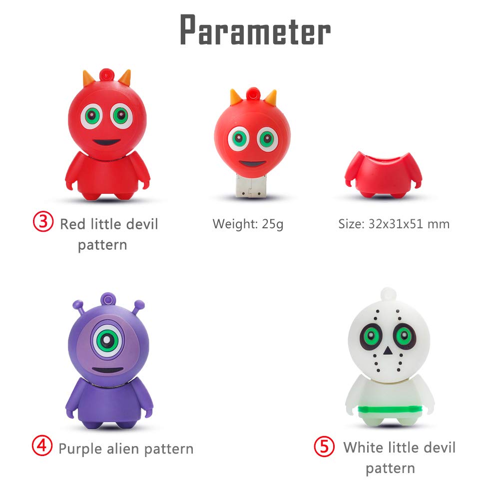 16Gb Usb Flash Drive 5 Pcs Halloween Pattern, Borlterclamp Memory Stick Thumb Drive, For Family And Friends