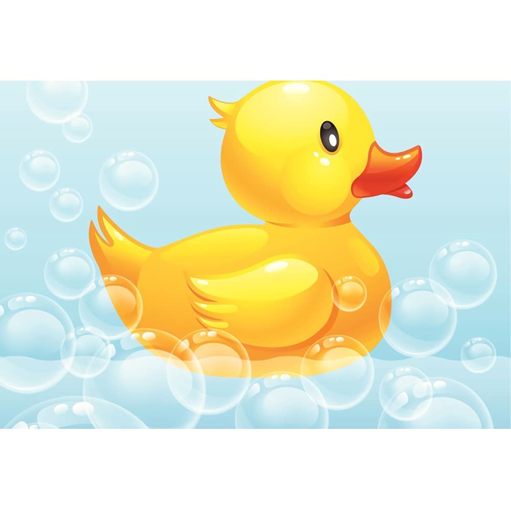 Dorcev 6X4Ft Yellow Swimming Duck Backdrop Bubble Rubber Duck Sweet Baby Shower Blue Background For Photography Newborn Infant K