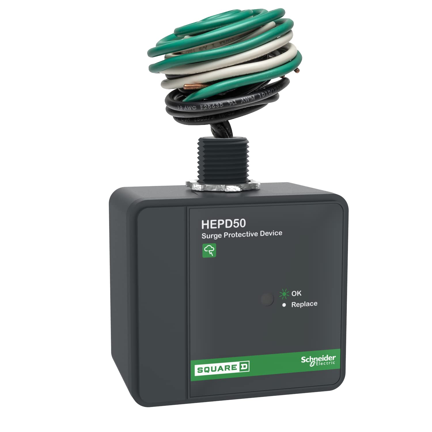Square D By Schneider Electric Hepd50 Universal Whole House Surge Protection Device, 1 Phase, 3 Wire + Ground For 120/240V, 50Ka