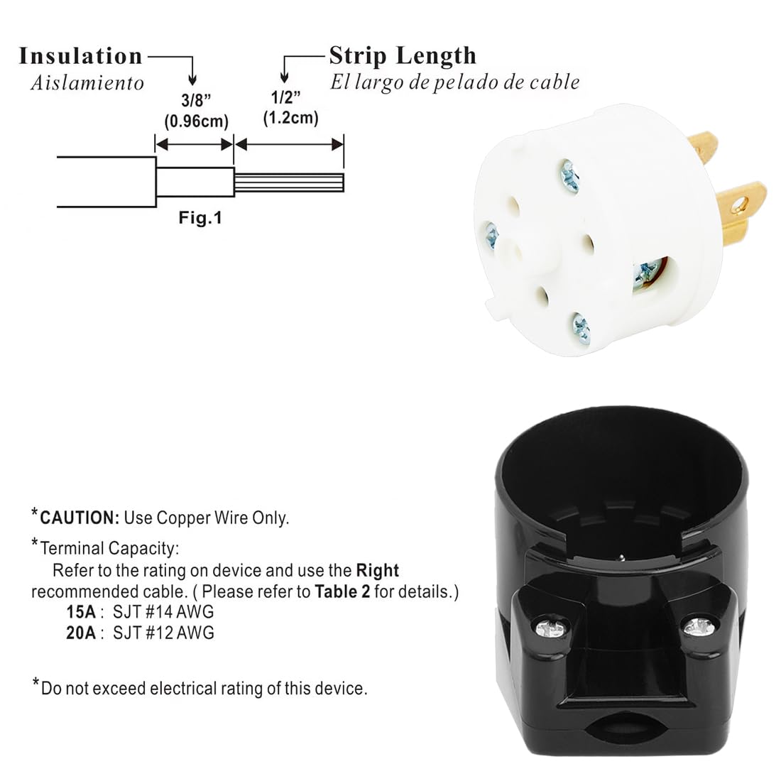 Etl Listed 90 Degree Usa Canada Male Plug Nema 5 15P 3 Pole Angle Diy Plug, 15A 125V Usa 3Pin Right Angle Ac Plug, Nema 5 15P An