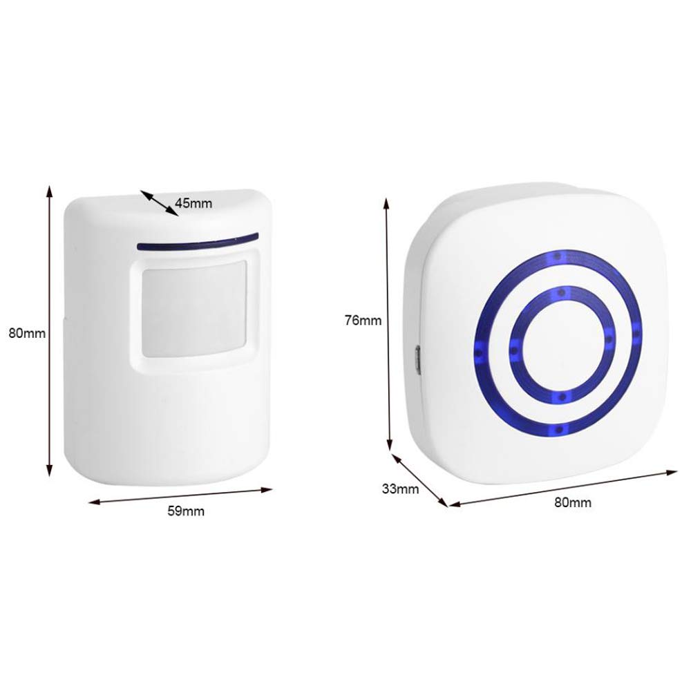 Wireless Home Security Driveway Alarm, Entry Alert, Visitor Door Bell Chime With 1 Plug In Receiver And 1 Pir Motion Sensor Dete