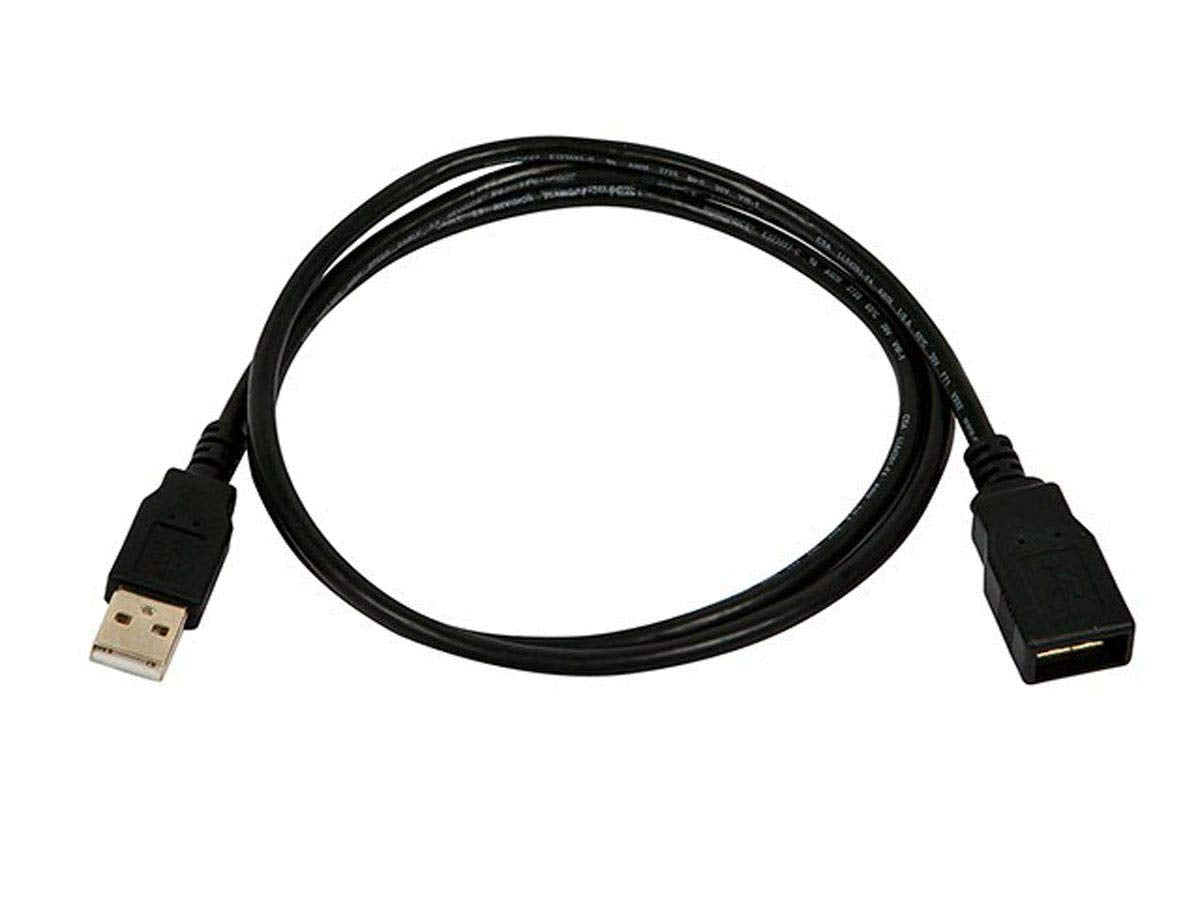 Monoprice 3 Feet Usb 2.0 A Male To A Female Extension 28/24Awg Cable (Gold Plated) (105432),Black