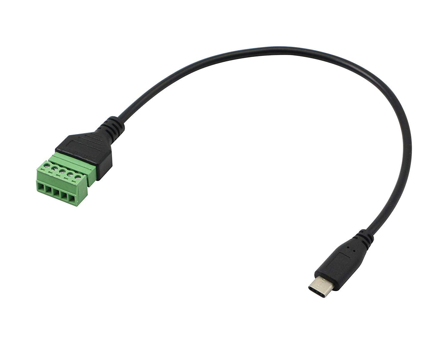 Qaoquda Usb Type C Male To 5 Pin Screw Terminal Female Solderless Bolt Screw Shield Terminals Converter Adapter Cable   1Ft(Type
