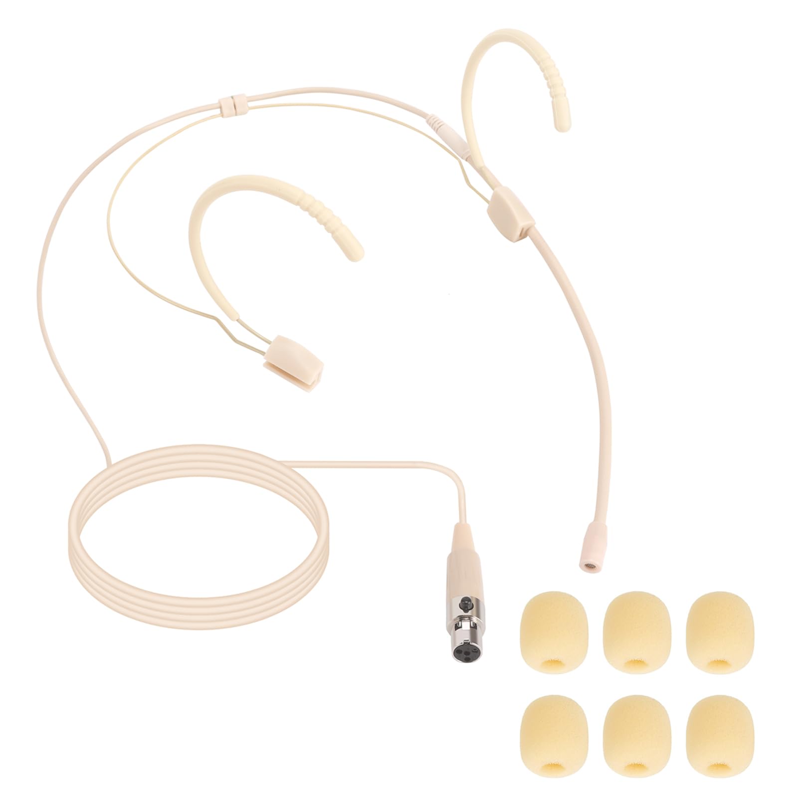 3 Pack Microphone Headset - Discreet Over-Ear Headworn Earset with Hanging Mic, Compatible with Shure Wireless Bodypack Transmit