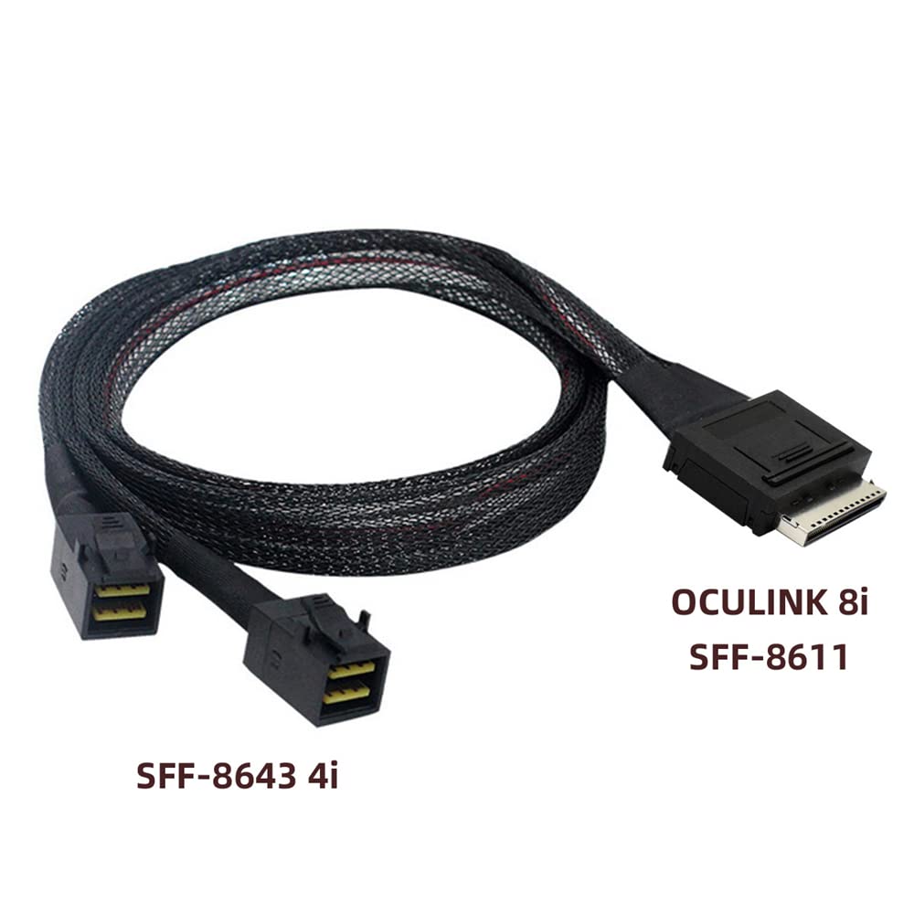 Cablecc 50Cm Oculink Pcie Pci Express Sff 8611 8X 8 Lane To Dual Sff 8643 Hd 4X Ssd Data Active Cable