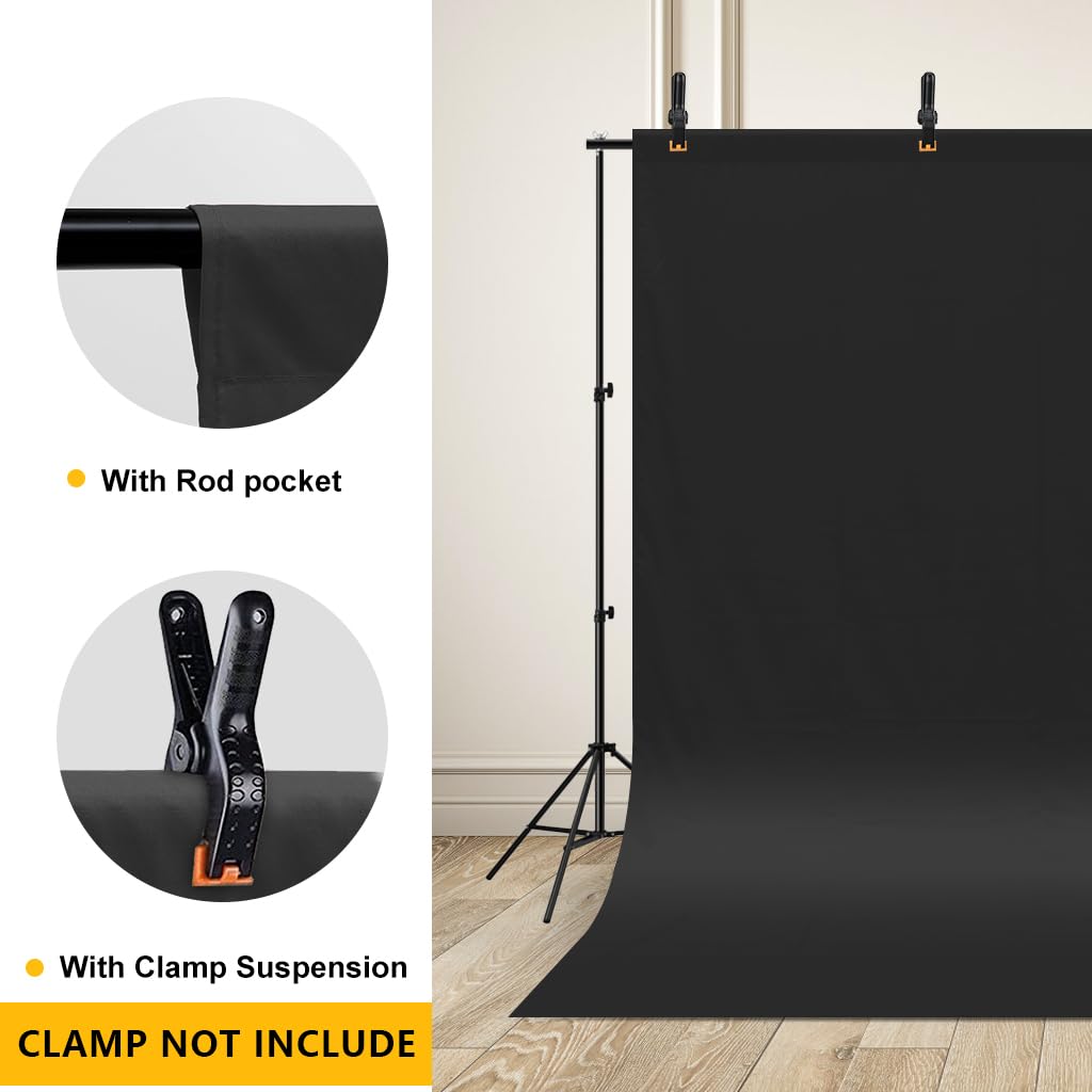 Cpliris 10X12Ft Black Backdrop For Photography, Large Seamless Polyester Fabric Pure Black Photo Backdrop Curtain For Portrait P