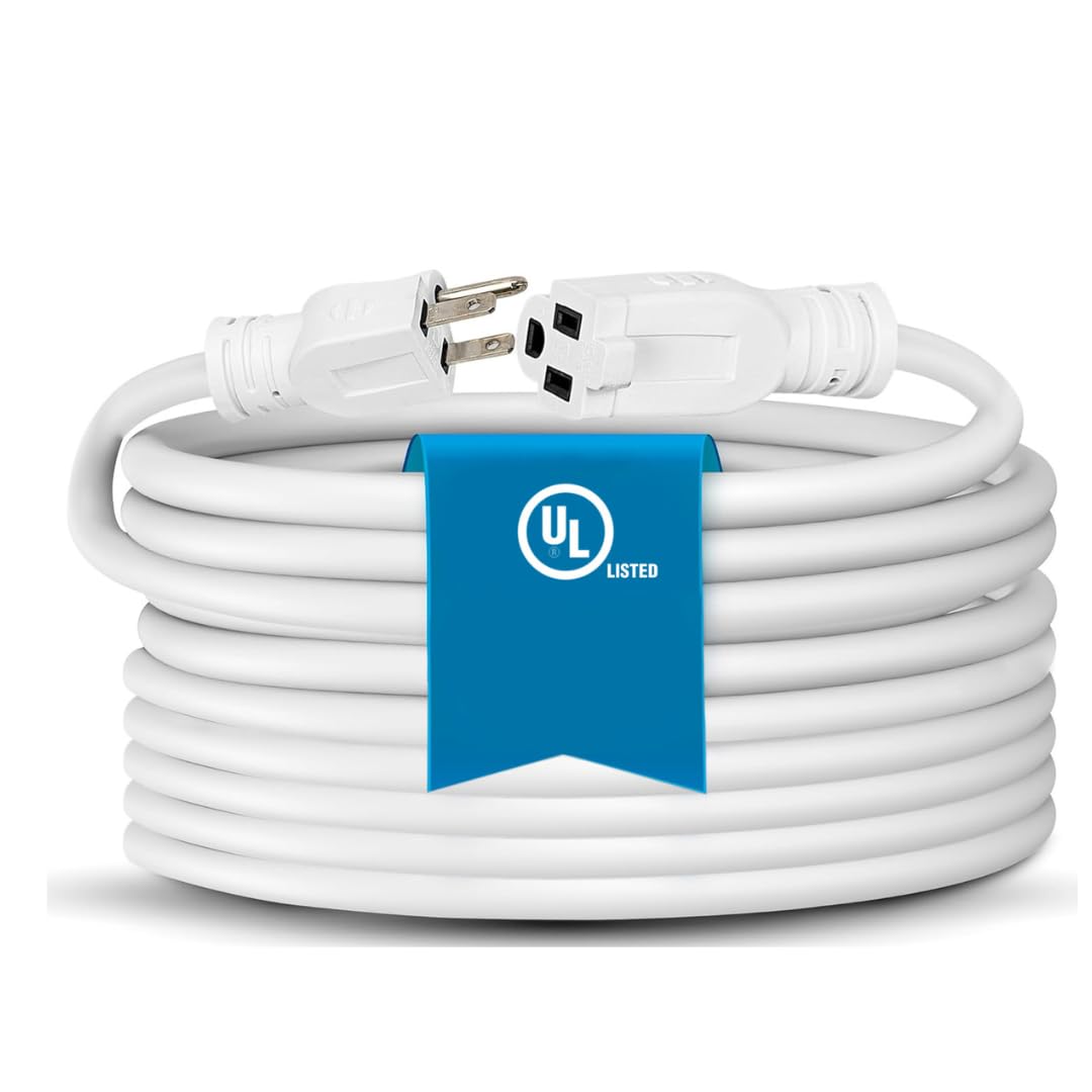 Bindmaster Heavy Duty Extension Cord/Wire Power Cable, Indoor, 16/3, Single Outlet, 6 Feet, Ul Listed, White