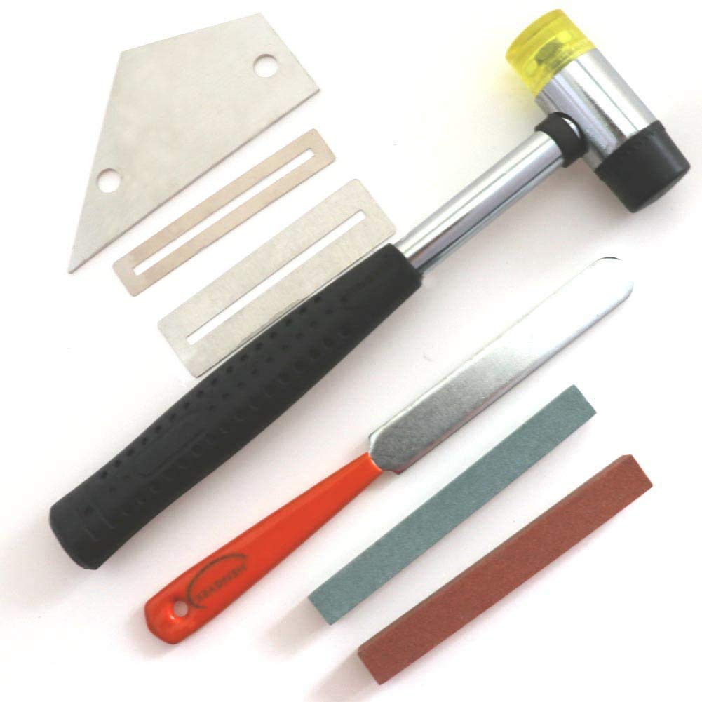 Guitar Luthier Tool Kit Double Headed Guitar Bass Fret Wire Rubber Hammer,Guitar Fret Crowning Luthier File,Stainless Steel Fret