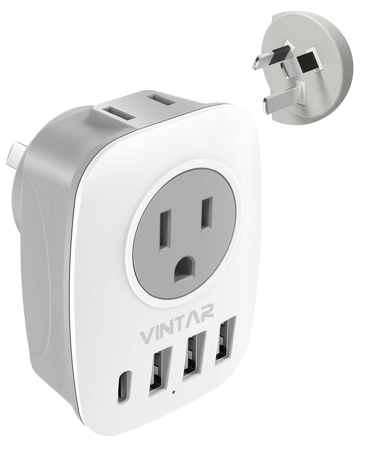 Australia New Zealand Power Plug Adapter, Vintar Australia Travel Adapter With 1 Usb C,3 Usb Ports And 2 American Outlets, 6 In
