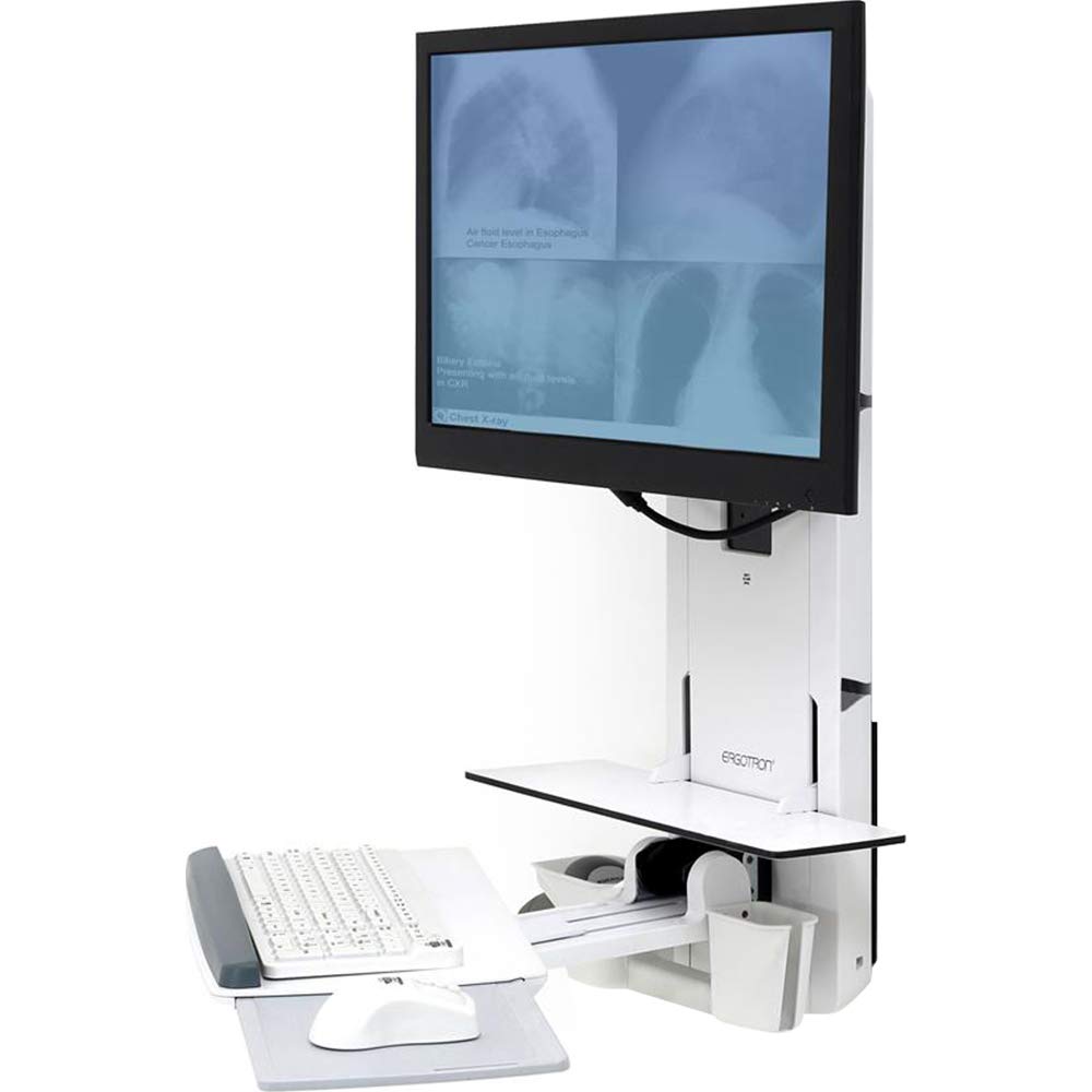 Ergotron Styleview Sit Stand Vertical Lift Patient Room For 24'' Lcd Display/Keyboard/Mouse/Bar Code Scanner   White