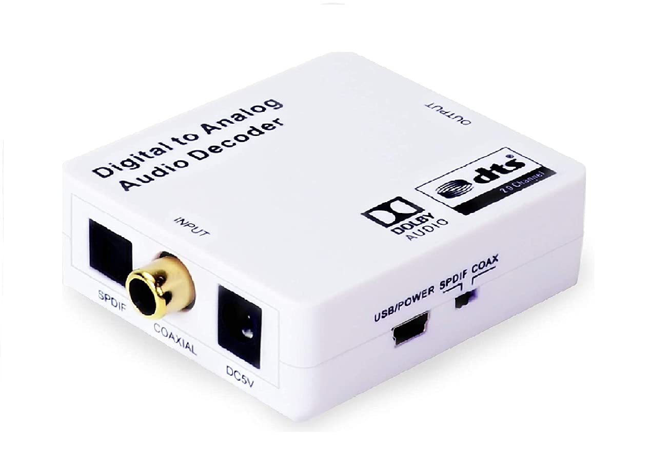 J Tech Digital Premium Quality Optical Spdif/Coaxial Digital To Rca L/R Analog Audio Converter With 3.5Mm Jack Support Headphone