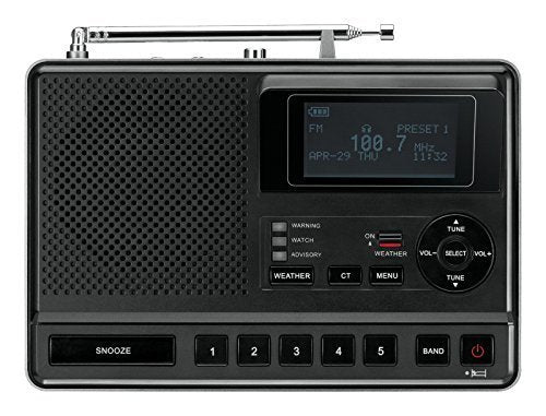 Sangean All in One Weather Alert Emergency Digital AM/FM Dual Alarm Clock Radio with Large Easy to Read Backlit LCD Display