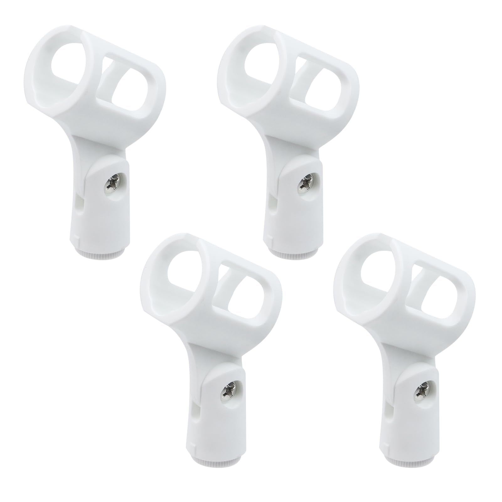 Pastlla 4Pcs Microphone Clip Rubber Flexible Mic Holder Handheld Wireless Adjustable Angle Mic Holder, White, Square(Inner Diame