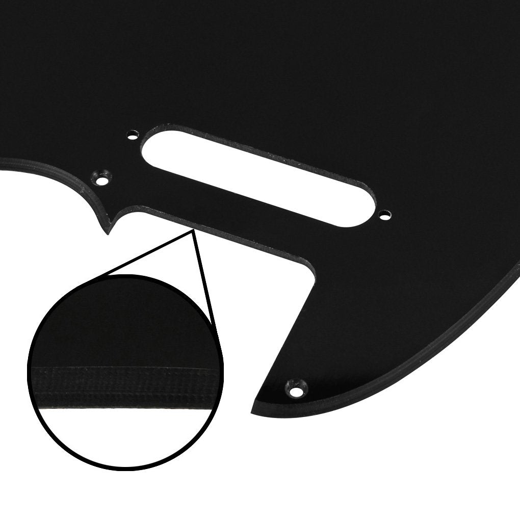 Fleor 8 Hole Tl Pickguard Scratch Plate With Pickguard Screws Set Fit Usa/Mx Standard Tl Style Pickguard Replacement, 1Ply Black
