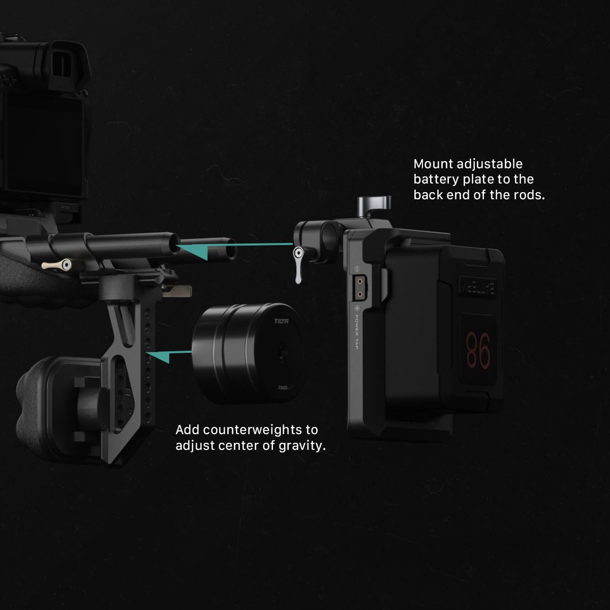 Tilta Lightweight Shoulder Rig | Foldable | Aviation Grade Aluminum Alloy | Dual Quick Release | 15Mm Rod Mount/Nato Rail Adapte