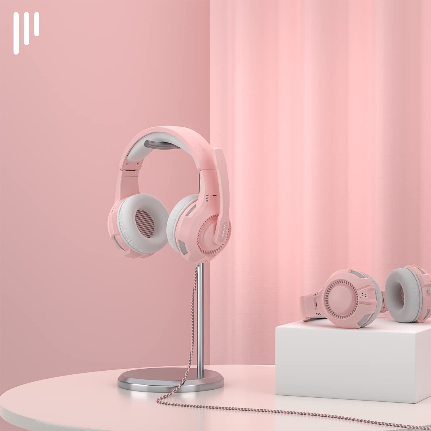 Emonoo Headphones With Microphone Surround Sound Active Noise Canceling Pink Wired Gaming Headphones   3.5Mm Audio Jack Stereo H