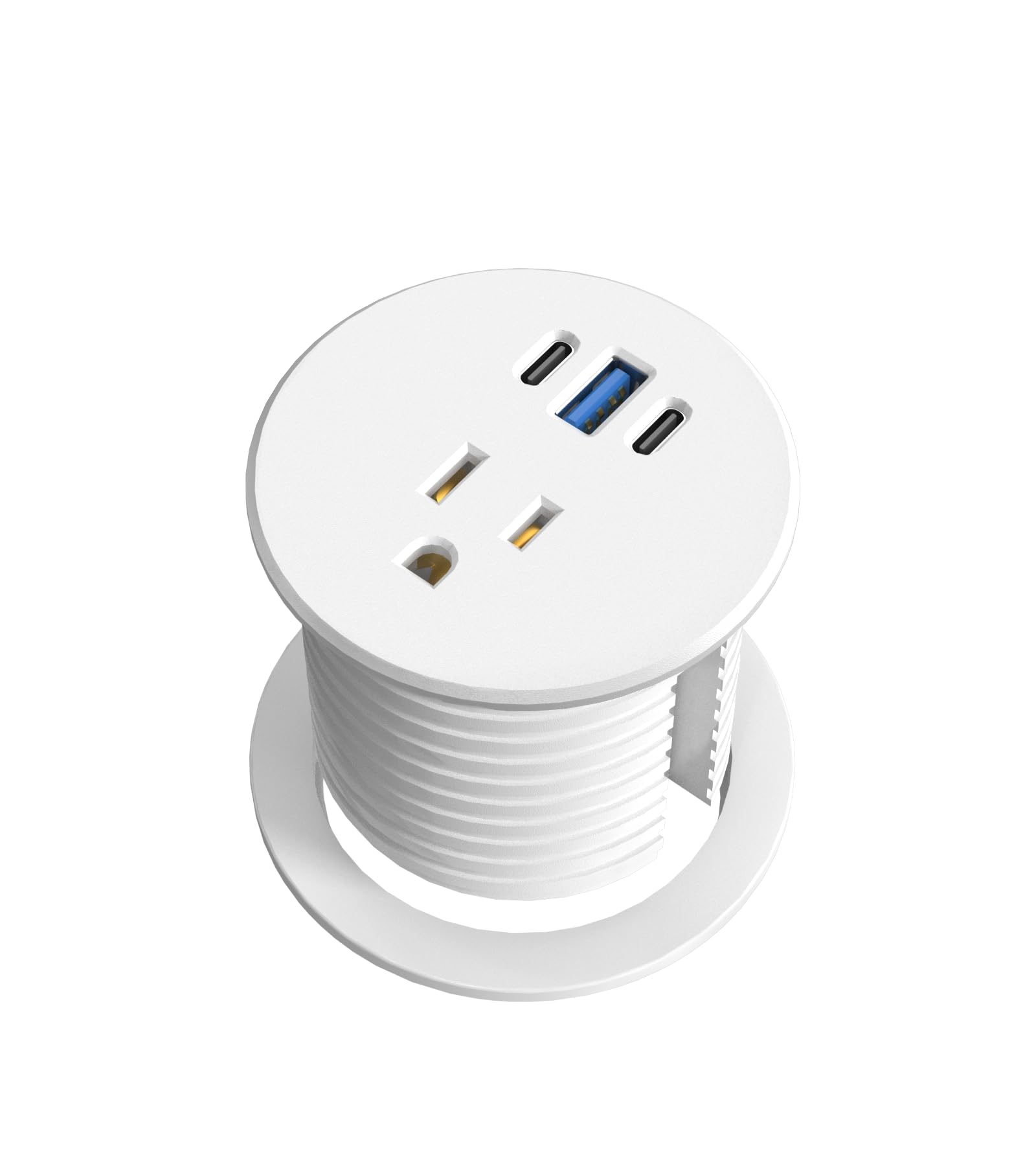 Desk Grommet Power Outlet, 2.5 inch Desktop Recessed Outlet with 20W Fast Charging USB-C Port, Flush Mount Outlet for Conference