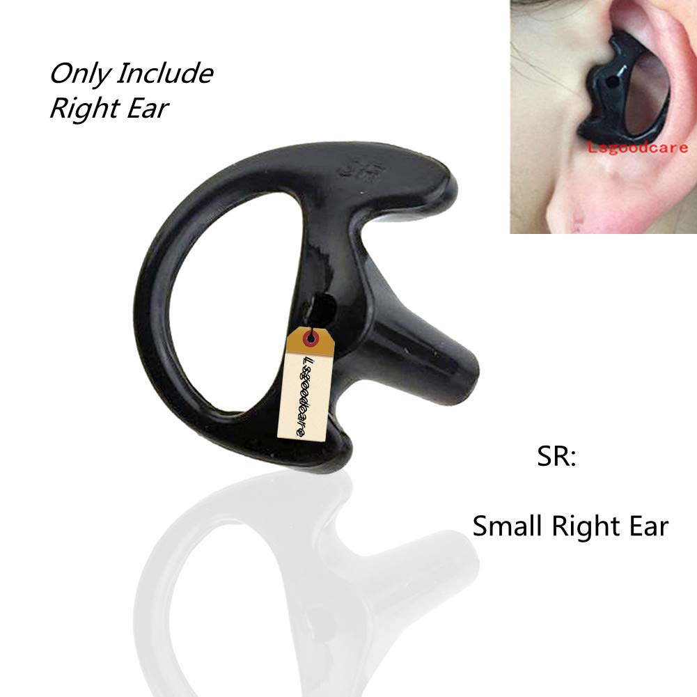 Lsgoodcare 10Pcs Replacement Earmold Earbud Right Ear Piece Compatible For Motorola Kenwood Midland Two Way Radio Acoustic Coil Tube Earpiece   Silicone Walkie Talkie Earmould Ear Buds Black Small