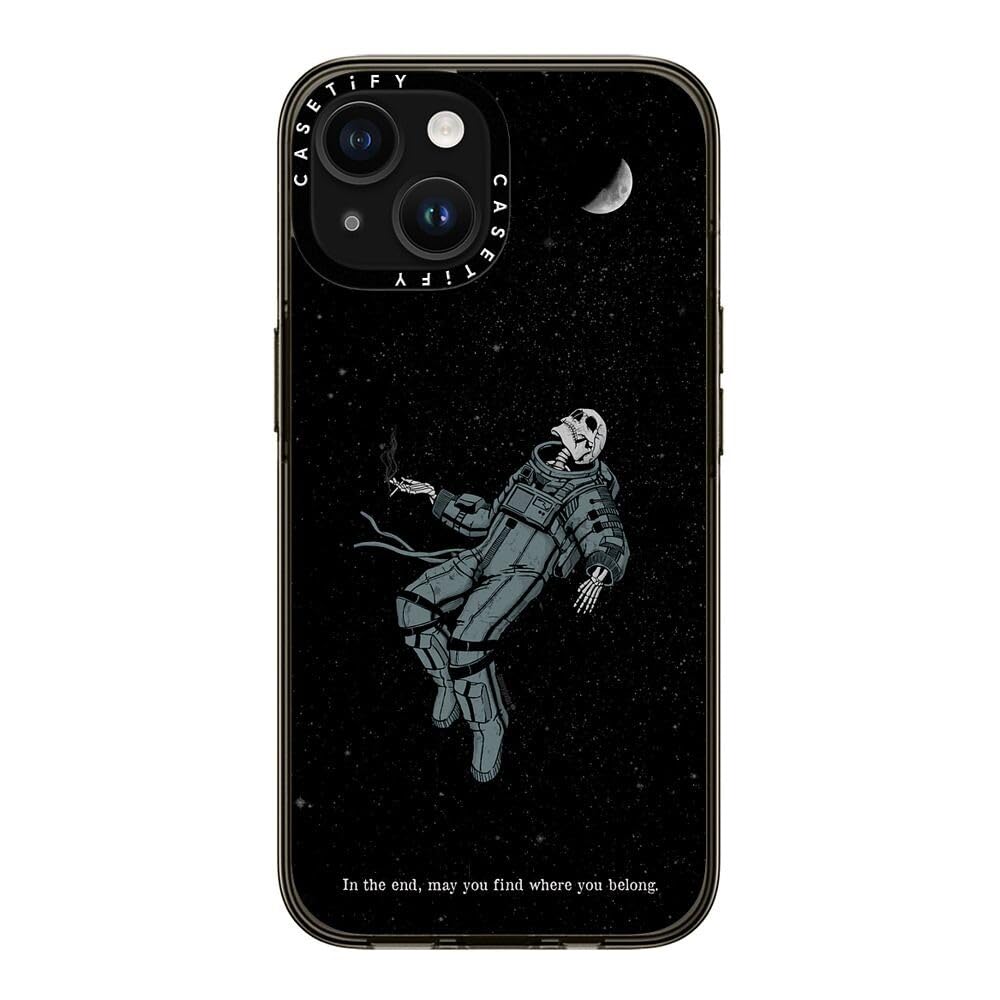 Casetify Compact Case For Iphone 15 [2X Military Grade Drop Tested / 4Ft Drop Protection]   Somehow, Someday   Clear Black