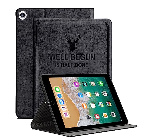 Proelite Smart Deer Flip Case Cover For Ipad 9.7 Inch 2018/2017/ Air 2 / Air1 5Th/6Th Generation (A1822/A1823/A1893/A1954) Blac