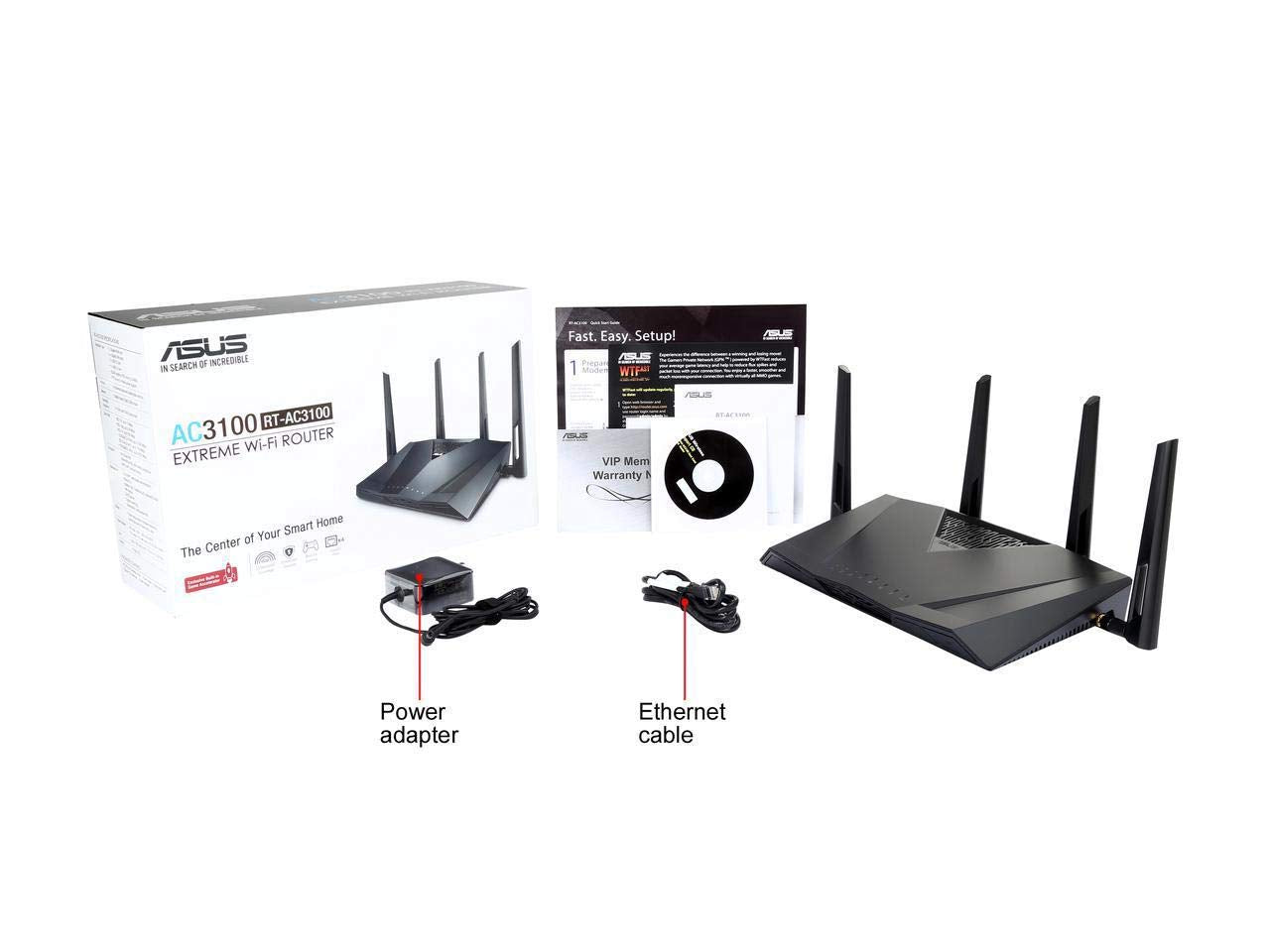 Asus Ac3100 Wifi Router (Rt Ac3100)   Dual Band Wireless Internet Router, Trend Micro Lifetime Aiprotection, Aimesh Compatible,