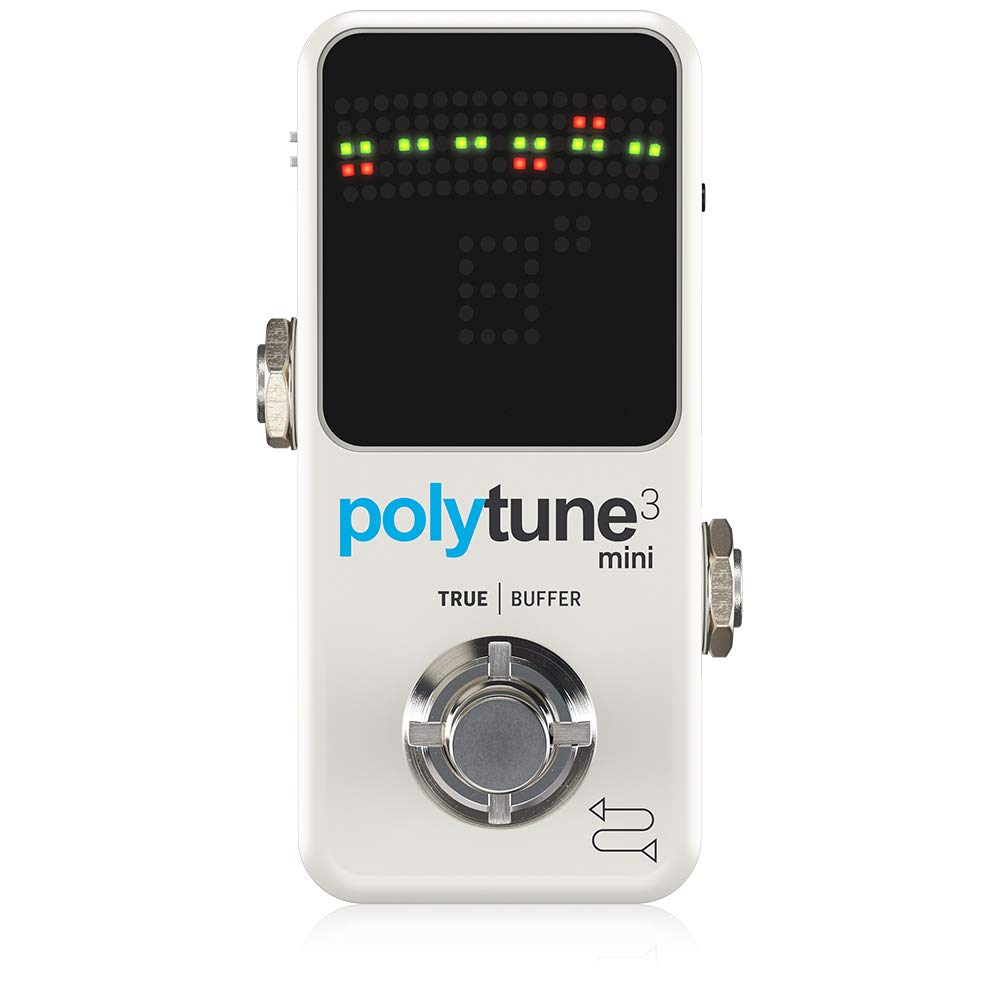 Tc Electronic Polytune 3 Mini Tiny Polyphonic Tuner With Multiple Tuning Modes And Built In Bonafide Buffer, White
