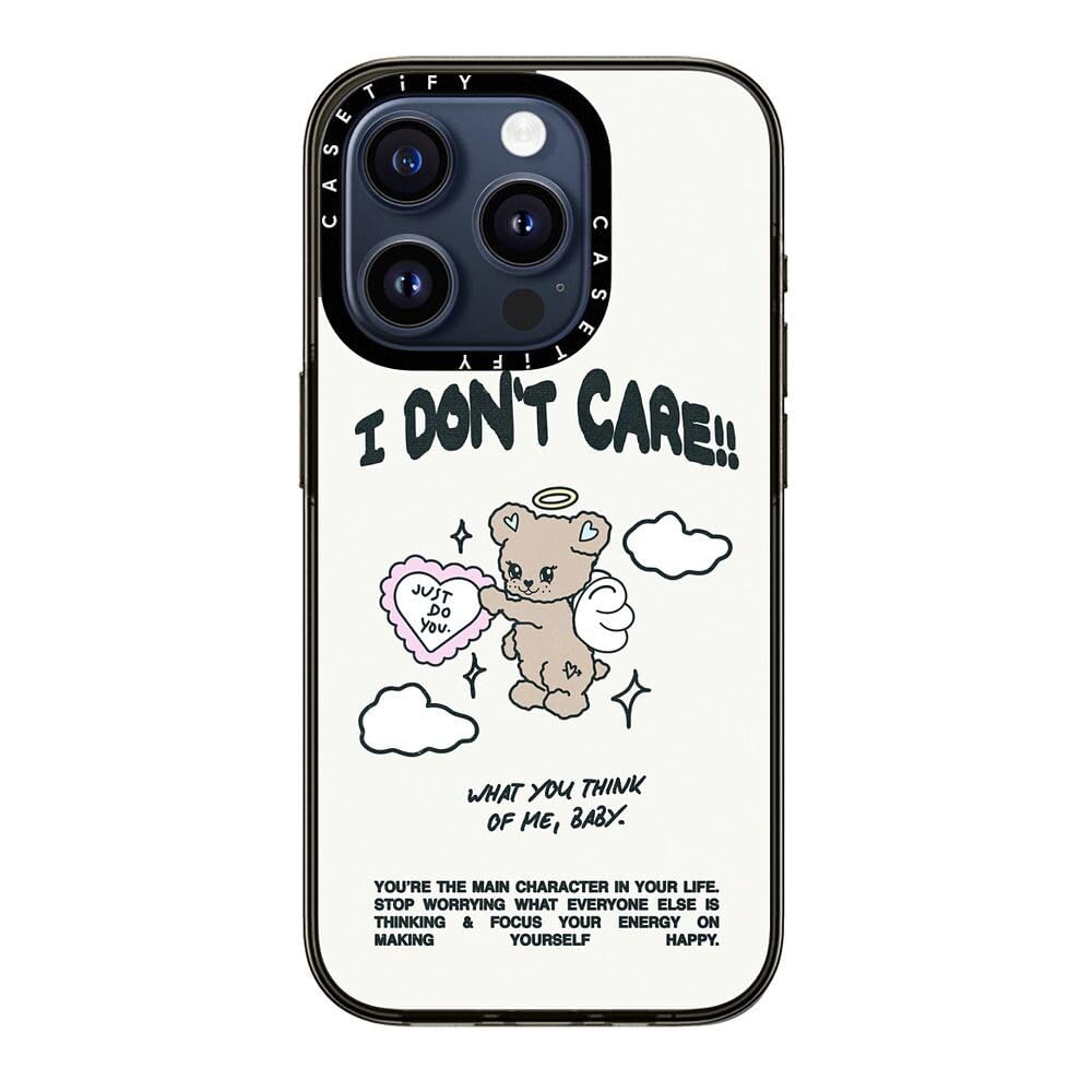 Casetify Compact Iphone 15 Pro Case [2X Military Grade Drop Tested / 4Ft Drop Protection]   Angel Bear   Clear Black