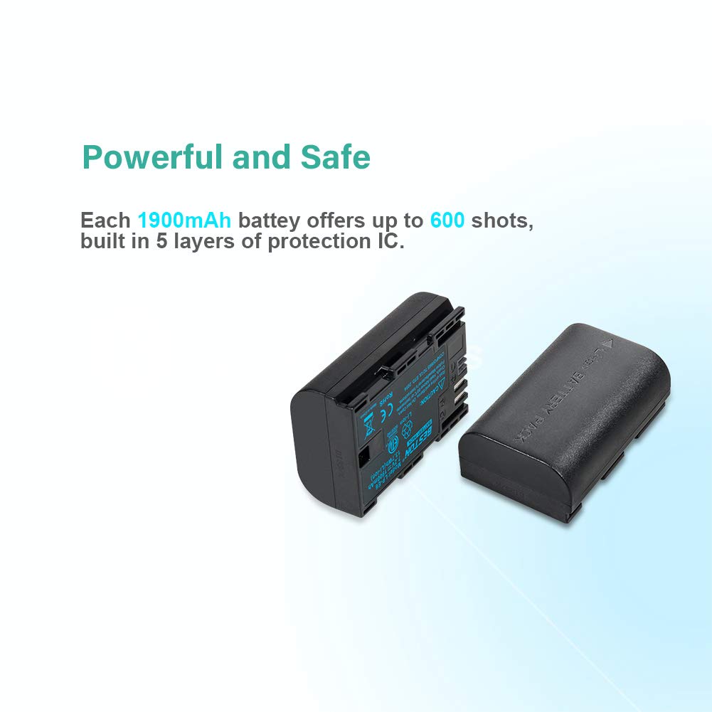 Beston 2 Pack Of Lp E6N Batteries And Dual Battery Charger For Canon Eos R, R5, Eos 60D 70D 80D 90D, 5D Mark Ii, 5D Mark Iii, 5D