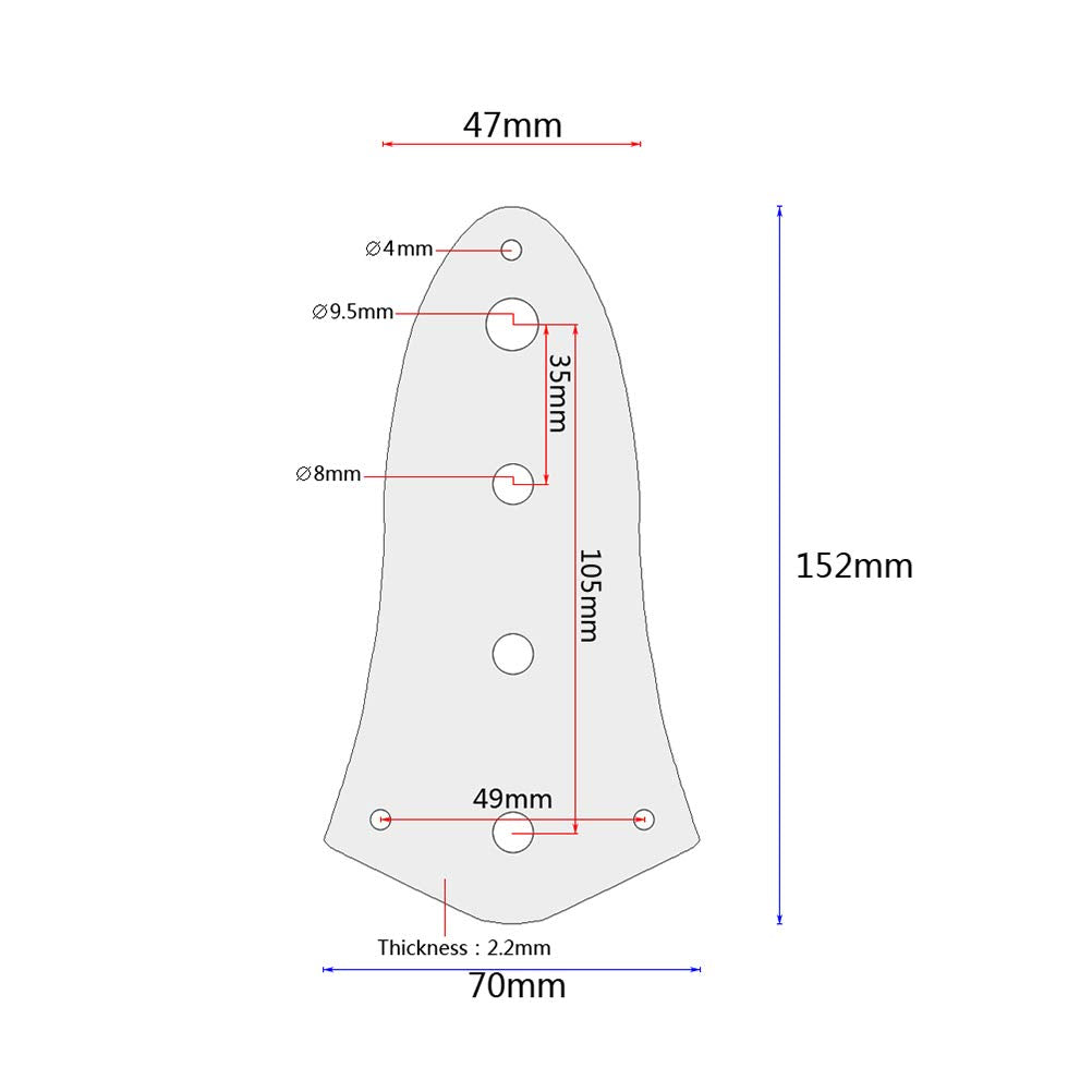 Artibetter 4 Hole Jazz Bass Control Plate Vintage Alloy Jazz Bass Parts (Black)