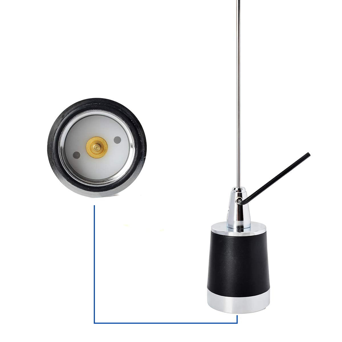 Hyshikra Dual Band Nmo Antenna, 21Inches 144/430Mhz Vhf Uhf Whip Antenna With Nmo Magnetic Mount Magnet Base 5Meter(16.4Ft) Rg58