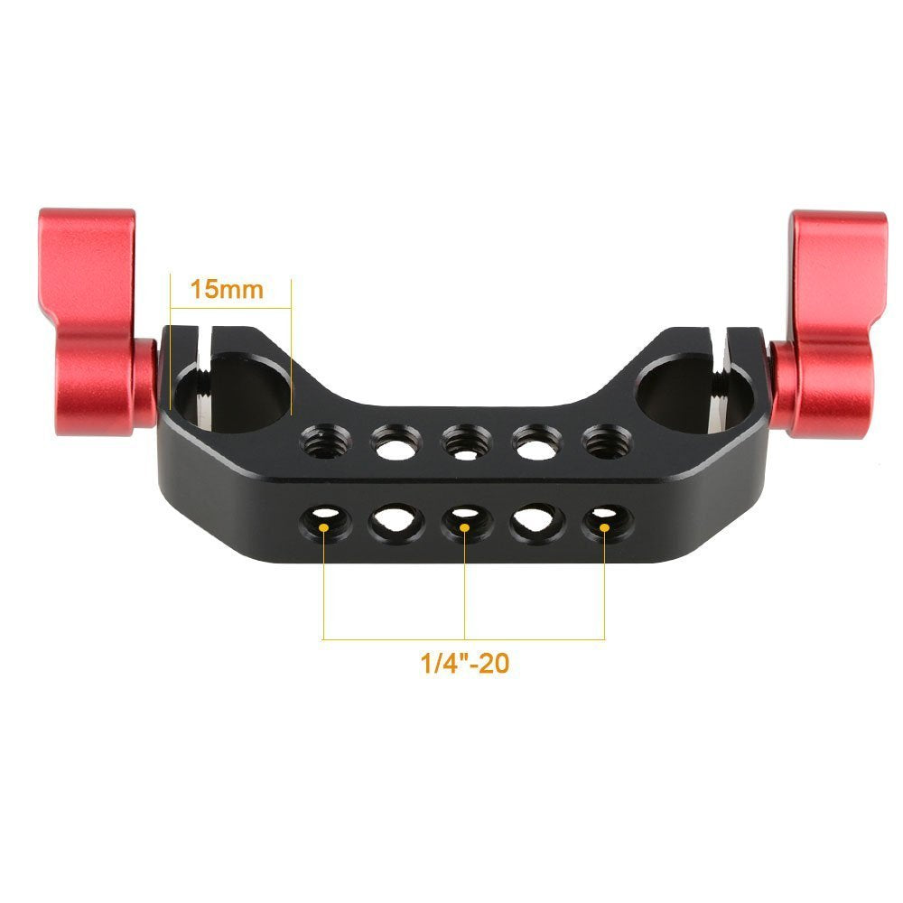 Camvate 15Mm Rod Clamp With 1/4-20 Thread For Dlsr Camera Rig Cage Baseplate (Red)-2Pcs - 1780