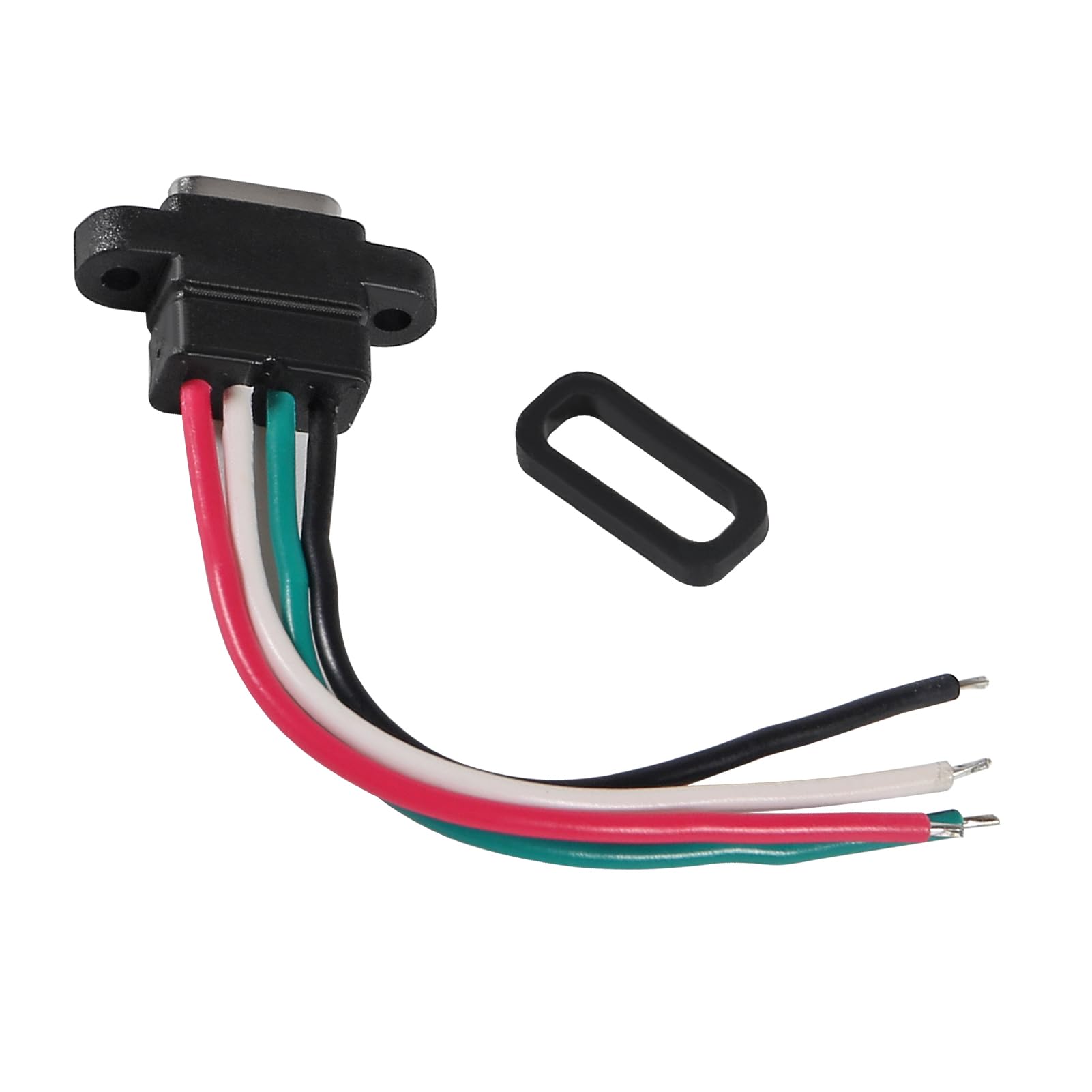 Xiitia 8Pcs Usb Connector Type C Female Chassis 4 Pin For Diy, Waterproof 4P Solder Wire Type Usb C Pigtail Cable Extension Powe