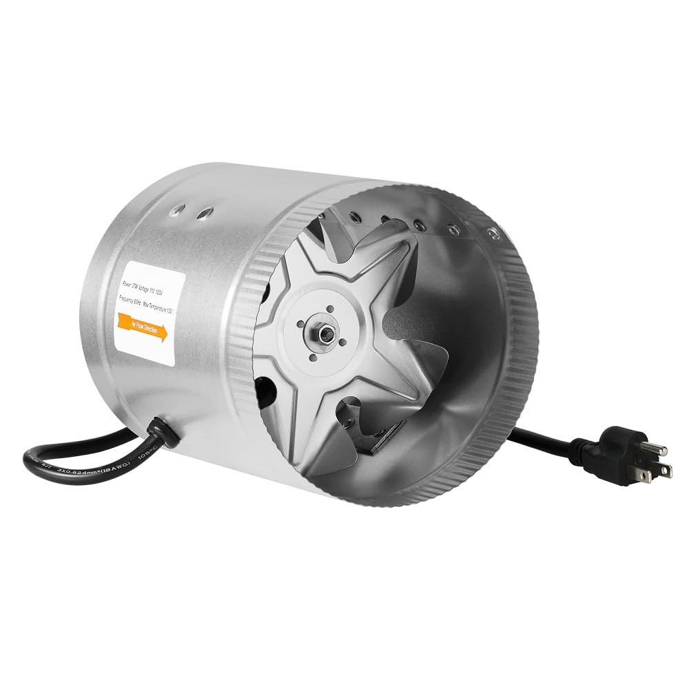 Ipower 6 Inch 240 Cfm Inline Duct Fan With Low Noise, Booster Exhaust For Hvac Ventilation In Grow Tent, Basements, Bathrooms An