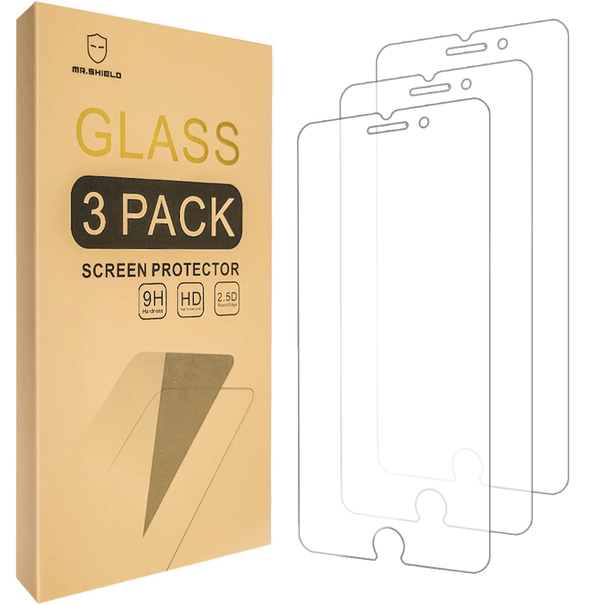 Mr.Shield [3 Pack] Designed For Iphone 7 Plus / Iphone 8 Plus [Tempered Glass] Screen Protector [0.3Mm Ultra Thin 9H Hardness 2.