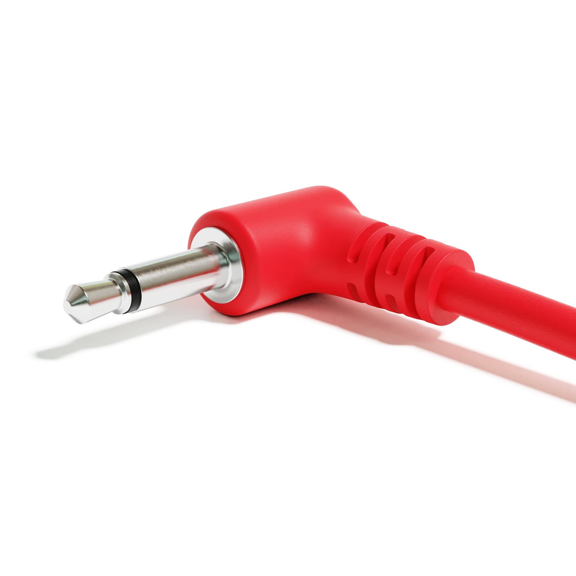 Excelvalley - 5-Pack - Right Angle Mono Modular Patch Cables - 3.5Mm 1/8 Eurorack Synthesizer [Red | 90 Cm - 35.43]