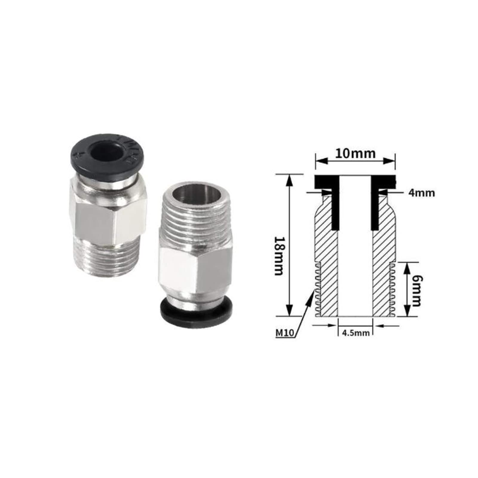 Aediko 30Pcs Pc4 M10 Pneumatic Fittings Straight Pneumatic Push In Quick Connector For 3D Printer