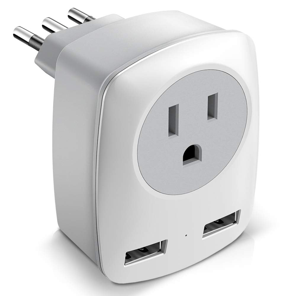 Italy Travel Plug Adapter, The Us To Europe Power Outlet Converter (Not For Uk), Usa To Italy Chile International Electrical Ada