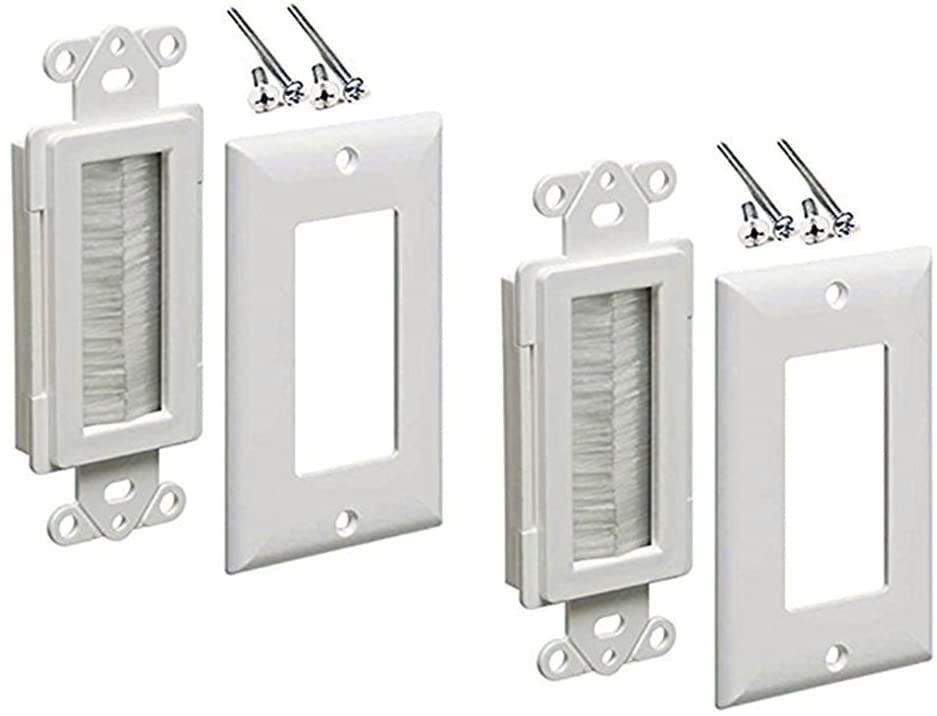 Imbaprice 1 Gang Brushed Wall Plate   Decora Style Cable Pass Through Insert For Wires Wall Socket Plug Port/Hdtv/Hdmi/Home Thea