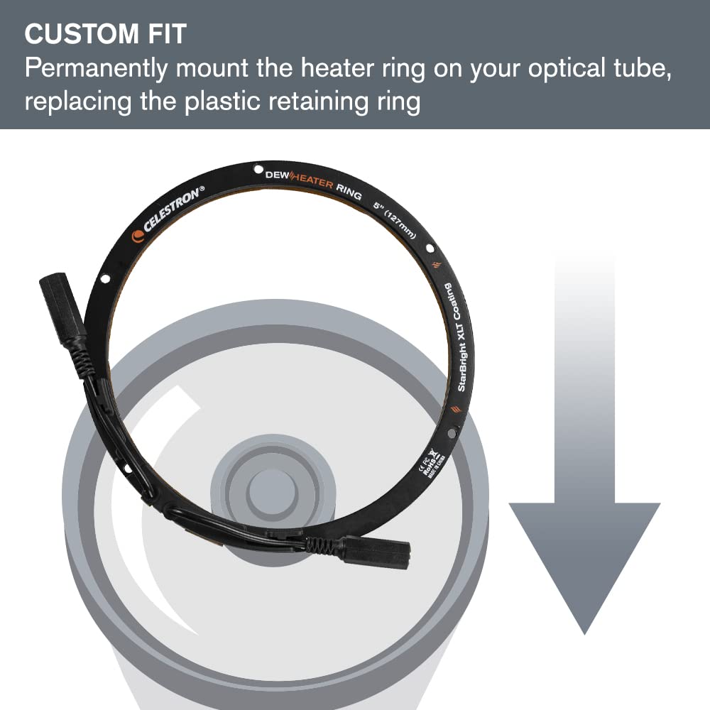 Celestron   Dew Heater Ring   Aluminum Dew Prevention   Compatible 5    Schmidt Cassegrain Telescope Black
