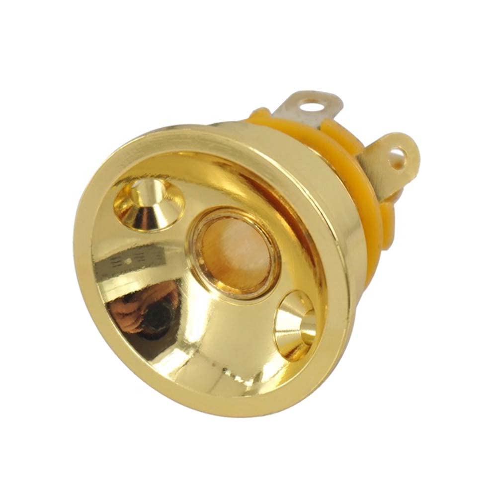 1/4 Output Jack Round Cup Plate Socket for Fender Telecaster Electric Guitar Accessory (Gold)